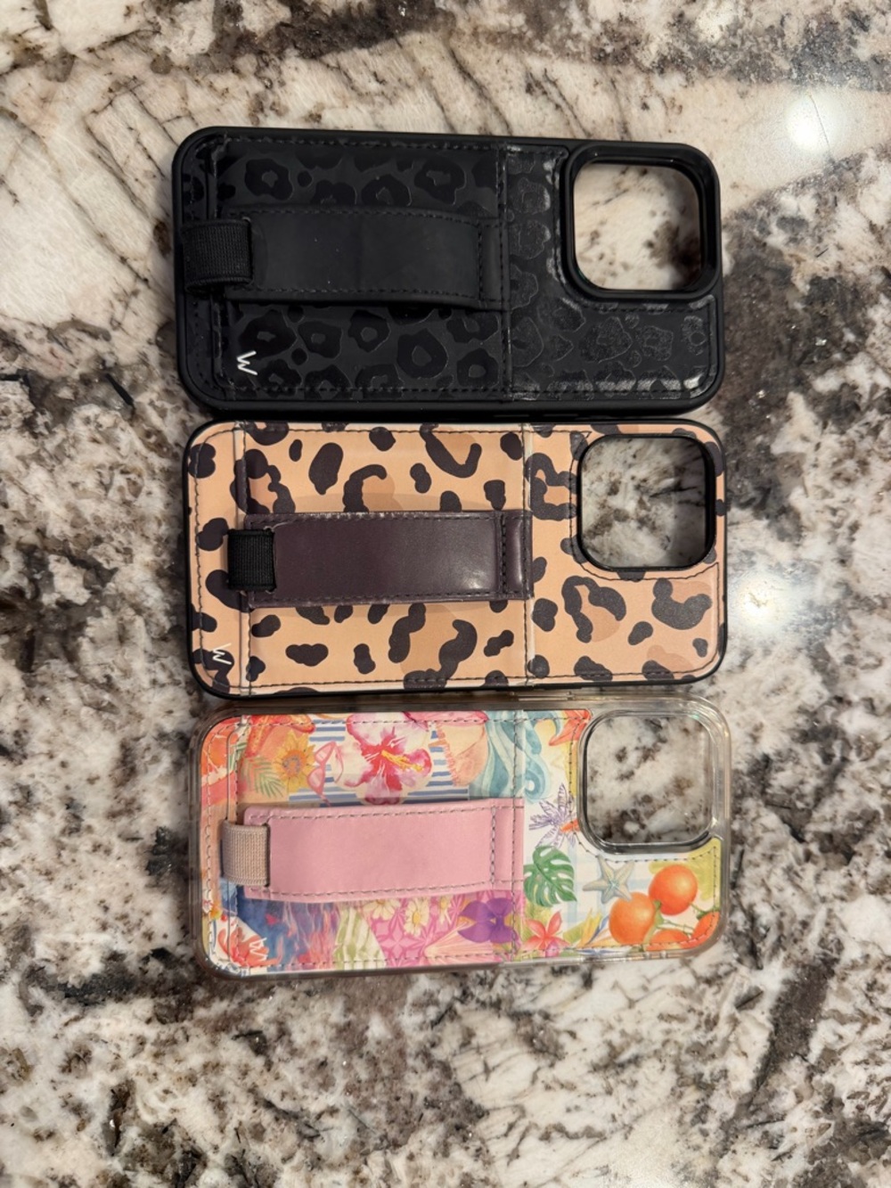 Set of 3 walli cases:  Phone Wallet Case with Hand Strap